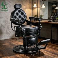 Fauteuil de Barbier Moderne JINCHENG LIRONG en Cuir PU, Pompe Hydraulique Robuste, Dossier Inclinable, Hauteur Réglable, Rotation à 360°