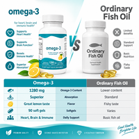 Gélules d'huile de poisson 90 unités, haute pureté Omega-3, saveur citron, compléments alimentaires pour le soutien des fonctions cérébrales, OEM/ODM