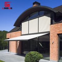 Auvent extérieur pare-soleil pour restaurant/magasin/maison, auvent pliable avec éclairage LED, télécommande, imperméable à la pluie pour terrasse/porte/terrasse