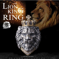 Bague Roi Lion Couronne Ouverte Rétro Bijoux Main Plaqué Argent Bague Lion Animal
