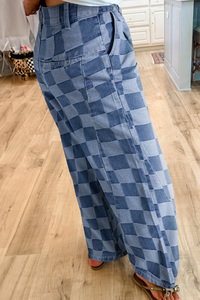Nouveau <span class=keywords><strong>Jean</strong></span> <span class=keywords><strong>Boyfriend</strong></span> Ample à Taille Haute en Denim à Carreaux <span class=keywords><strong>Noir</strong></span> et Bleu Respirant pour <span class=keywords><strong>Femme</strong></span> – Collection 2025 (Vente en Gros) - Product Image 2