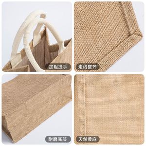 Sac de shopping en toile de jute naturelle pliable réutilisable écologique imprimé avec un logo personnalisé bon marché - Product Image 3