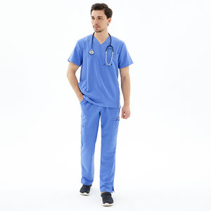 Uniformes d'hôpital Figos Ensembles spandex contraste Col-v Uniformes de Soins Infirmiers - Product Image 2