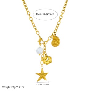 European American Fashion Ocean Style Starfish <b>Seashell</b> Gold Plated Stainless Steel Chain <b>Necklace</b> Jewelry Gift - Product Image 4