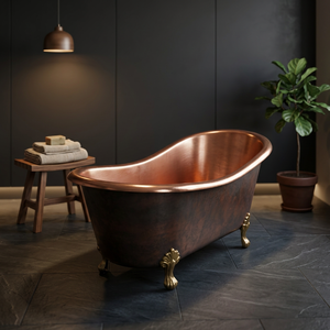 อ่างอาบน้ำทองแดงส่วนใหญ่ทำจากทองแดงบริสุทธิ์ 100% ที่สามารถนำไปรีไซเคิลได้หลังจากใช้งานได้นาน  อ่างอาบน้ำทองแดงแบบตั้งพื้น - Product Image 1