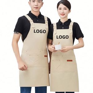 Delantales de Cocina Impermeables para Chef, Uniformes de Hotel, Delantales de Salón, Uniformes de Camarero, Delantales de Barista de Algodón Personalizados - Product Image 1