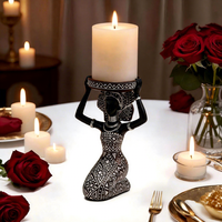 Statue de femme noire en résine peinte à la main, style Pop Art, avec plateau de rangement, décoration écologique bohème chic pour la maison ou le bureau, porte-clés