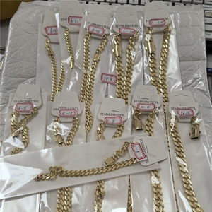 Cadena Cubana Mónaco Impermeable de Oro 14k, Juego de Joyería de 6mm, 8mm, 10mm, Cierre Miami 6S para Mujer y Hombre - Product Image 5