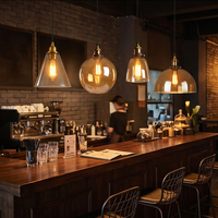 Suspension industrielle vintage à 4 lumières en verre ambré, réglable, avec douille E27, pour salle à manger et bar