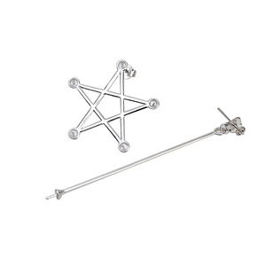 Boucles d'oreilles pentagramme en argent S925 pour femmes, accessoires de bricolage en perles avec support vide, composants et trouvailles de bijoux semi-finis - Product Image 5