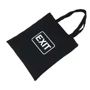 OEM Multiple Colors Recycled Eco Friendly Customized Logo Printing Fashion Black Canvas Shopping Bag