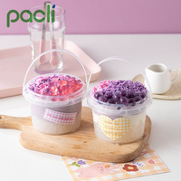 Gobelet à boisson en plastique PP transparent jetable de 24 oz et 32 oz pour fête, super grand gobelet à thé aux fruits, jus, thé au lait à bulles avec poignée et couvercle