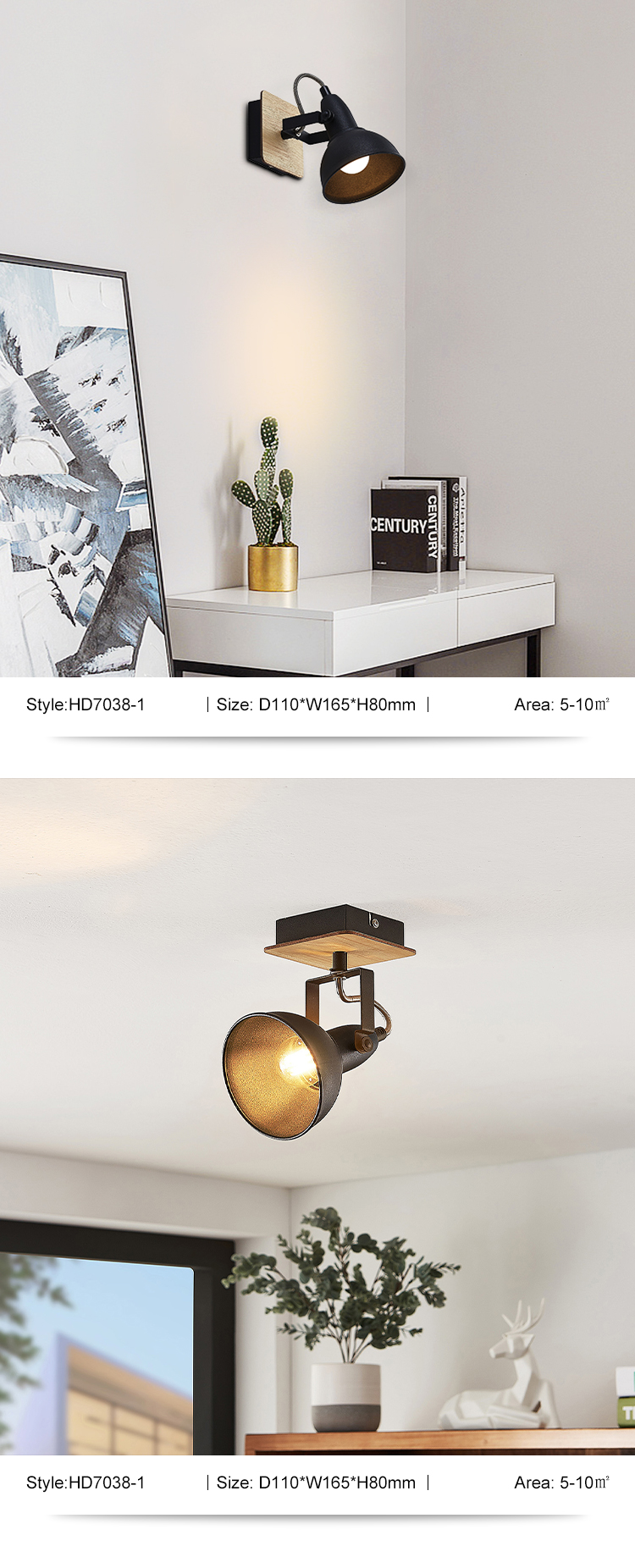 Simple Style Decoration Modern Office Living Room Bedroom Indoor Black E14 Wall Lamp