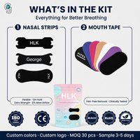 Kit Combo HLK pour le Sommeil : Bandes Buccales et Nasales 30+30 Pièces, 100% Sans Médicament, Doux pour la Peau, Meilleure Respiration, Certifié CE, OEM ODM Personnalisé