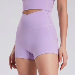 Wholesale Women's Cross Waist Biker Shorts with Back Pocket High Waist Butt Lifting Yoga Shorts No Camel <b>Toe</b> Activewear OEM ODM - Product Image 5