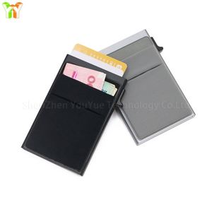Minimalist Slim Metal <b>Wallet</b> with Button Closure RFID Blocking Lycra Pocket <b>for</b> ID <b>Card</b> and Money Credit <b>Card</b> <b>Holder</b> - Product Image 2
