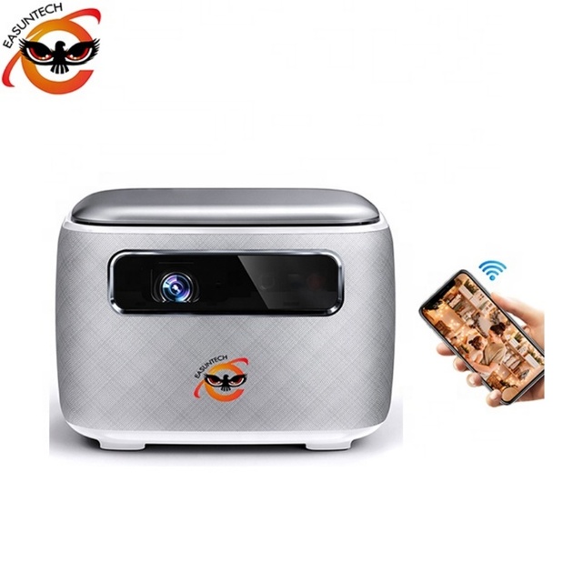 EASUNTECH V8 Rechargeable Battery 700 Lumens 5W*2 Stereo Cinema 3D DLP Outdoor Home Theater LED Smart Portable Mini 4K Projector