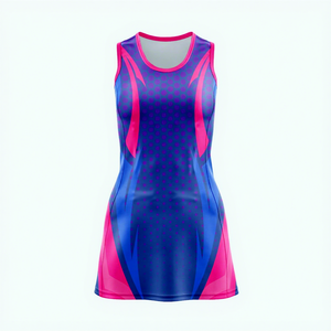 Women Sleeveless netball <b>jersey</b> Sport <b>Dress</b> <b>White</b> With Red And Gray Accents Breathable Polyester For Adults - Product Image 2