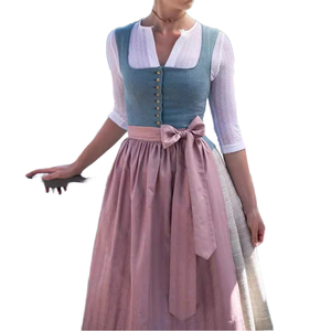 Women's European High Waist Pink Dress Square Neckline Strap for Munich <b>Beer</b> Festival Apron Inspired Dirndl for <b>Sweet</b> 16 Parties - Product Image 1
