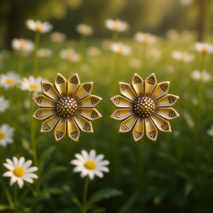 Pendientes de Flor Carmen, Chapados en Bronce Antiguo, Aleación Dorada Vintage, Joyería para Mujer - Product Image 2