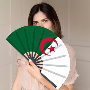Abanicos Plegables de Bambú con la Bandera de Argelia al por Mayor, Abanico de Mano para Carnaval, Boda, Festival, Fiesta, Agencia de Viajes - Product Image 4