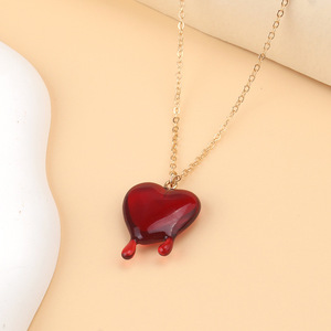Heart Shaped Pendant Necklace Zinc Alloy Themed Party Jewelry Yiwu Origin - Product Image 4