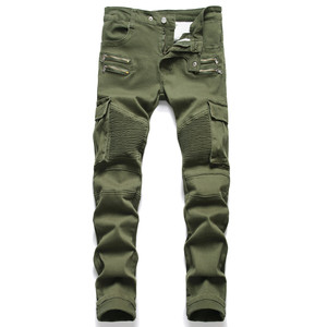 Jeans skinny pour homme de haute qualité, extensible, déchiré, coupe slim, hip hop, blanc, noir, plissé, déchiré, denim - Product Image 6