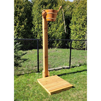 Kit de douche extérieure portable en bois de cèdre avec design moderne, cadre rectangulaire droit, garantie 1 an pour usage hôtelier
