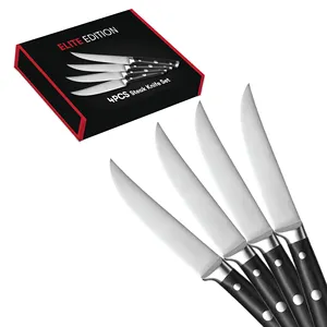 4 pcs german 5 inch Kitchen cutlery dinner set stainless steel steak knives with pakka wood handle