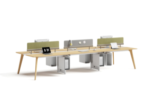 Modern Wooden Computer Office <b>Desk</b> with Partition for 2-8 Persons White Ash MDF Commercial <b>Workstation</b> - Product Image 3