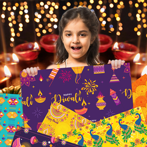 Huancai Diwali patrón álbum de recortes papel Festival de luces papel artesanal de doble cara para envolver regalos álbum de fotos suministros para fiestas - Product Image 5