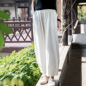 Nouvelle Collection Été 26 – Pantalon Décontracté Artistique Ample Taille Mi-Haute en Lin Lavé au Sable pour <span class=keywords><strong>Femme</strong></span> – Bloomers Amincissants en Coton-Lin pour la Méditation - Product Image 4