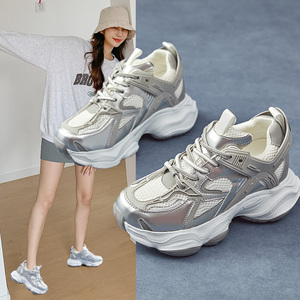 Zapatillas de Mujer de Plataforma con Suela Gruesa de Cuero Genuino Antideslizantes para Invierno, Novedad Otoño 2024, Aumento de 8cm - Product Image 1