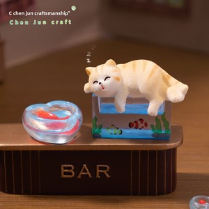 Adorable figurine de chat fleur <span class=keywords><strong>coquin</strong></span> en résine, jouet attrape-poissons, accessoire de décoration miniature pour maison de poupée, mini décoration de bureau - Product Image 1