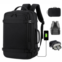 Sac à dos pour ordinateur portable personnalisé avec logo pour hommes, sac à dos imperméable en Oxford avec port USB, sac d'ordinateur léger pour le travail et les voyages