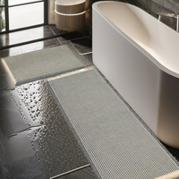 IM HOME Ensemble de tapis de bain fins en tissu gaufré, 2 pièces, gris beige, tissage plat moderne, absorbant, antidérapant, doux, lavable, avec pompons bohèmes