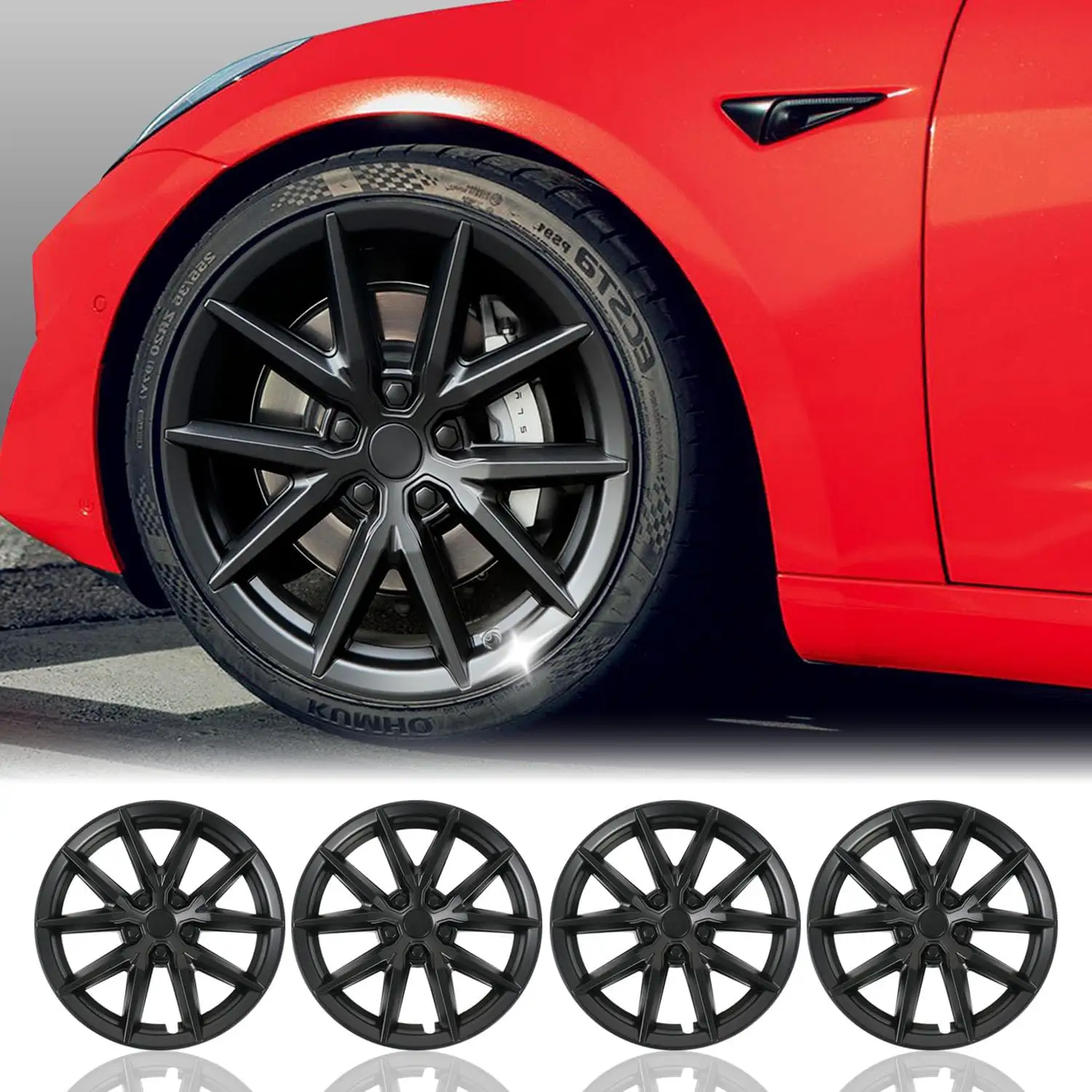 Nuevo estilo Tesla Modelo 3 18 "cubierta de rueda tapacubos Material ABS cubierta de cubo de rueda de coche con función de protección de cubierta de rueda completa