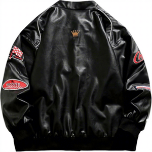 Chaqueta Varsity de PU Bordada Champs para Hombre, Estilo Urbano, Cuello Vuelto, Diseños con Parches, Ajuste Regular de Otoño, Venta al por Mayor, LOGO Personalizado 2026 - Product Image 3