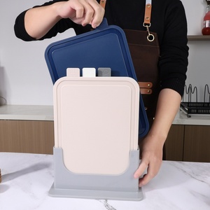 Hot Sale 4pcs Double Sided Coded <b>Plastic</b> Cutting Boards Set With Holder - Product Image 3