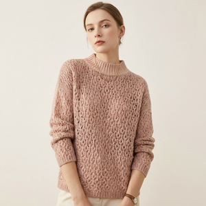 Pull en cachemire et <span class=keywords><strong>laine</strong></span> mélangée pour femme, tricot ajouré texturé, manches longues, pull en cachemire et <span class=keywords><strong>laine</strong></span> pour femme - Product Image 1