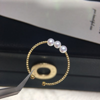 Natürlicher weißer Süßwasserperlenring für Damen, offener elastischer Ring, Babyperlen, schlicht, exquisit, modisch, für Bürodamen, Alltagsschmuck