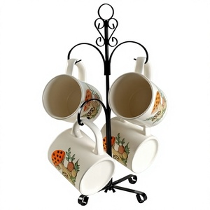 Support à tasses en fer forgé avec crochets courbes pour comptoir de cuisine et table à manger – Support de rangement pour tasses – En promotion - Product Image 1