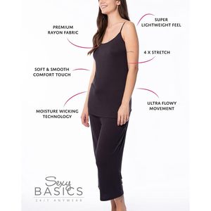Women's 5 Pack Cotton Rayon Stretch Cami Tank Adjustable Spaghetti Strap <b>Top</b> Regular Length Breathable Knitted Fabric - Product Image 5