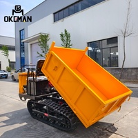 OKEMAN 1,5 Tonnen Handgeführter Mini-Raupentransporter Gummiketten-Dumper Traktor-Lader Benzinbetrieben für Gemüsegarten