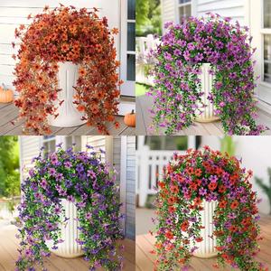 Orquídeas Artificiales de Eucalipto de Seis Ramas, Flores Colgantes de Seda Sintética, Plantas de Enredadera para Decoración de Paredes en Exteriores, Patios, Hogares y Bodas - Product Image 2