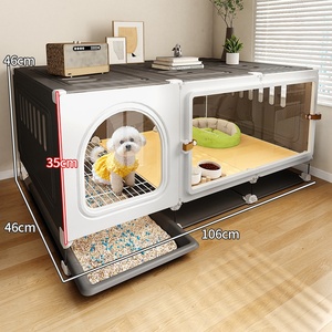 Nouvelle Cage pour Chien avec Toilettes Séparées, Modèle Villa, pour Petits <span class=keywords><strong>Chiens</strong></span>, Dotée <span class=keywords><strong>d</strong></span>'un Chambre, <span class=keywords><strong>d</strong></span>'un Salon et <span class=keywords><strong>d</strong></span>'une Salle de Bain, Installation Facile, Maison pour Animaux de Compagnie - Product Image 1