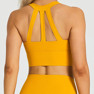 Vente en gros de soutien-gorge de <span class=keywords><strong>fitness</strong></span> avec logo personnalisé à maintien élevé antichoc pour le sport, vêtements d'entraînement de yoga à bretelles croisées dans le dos pour femmes - Product Image 3