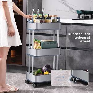 رف تخزين مطبخ نورديك الطراز من جيان هوي بثلاث طبقات غير قابل للطي، عربة متحركة ضيقة لتخزين الخضروات - Product Image 5