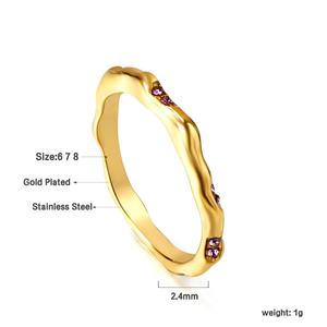 แหวนสแตนเลสสตีลชุบทอง 18K ดีไซน์สวยหรูจาก Ason Loveliness สำหรับผู้หญิง - Product Image 3