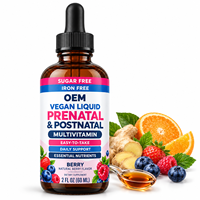 Gouttes multivitaminées liquides végétaliennes Clean Label prénatales et postnatales sans sucre et sans fer, saveur baies, pour femmes, vente en gros OEM en vrac